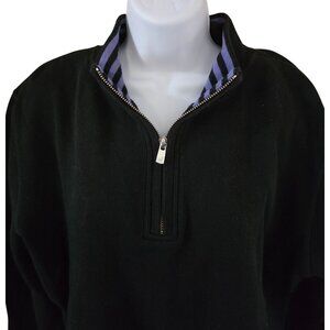 Dark blue black 1/4 zippull over sweater Striped Collar accent grandma grandpa